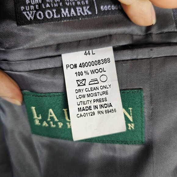 Lauren Ralph Lauren Mens Pinstripe Wool Blazer Jacket Sz 44L Gray Quiet Luxury - Picture 9 of 13
